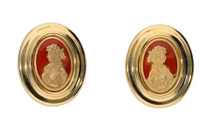 Paio di orecchini con ritratto femminile - Asta Preziosi