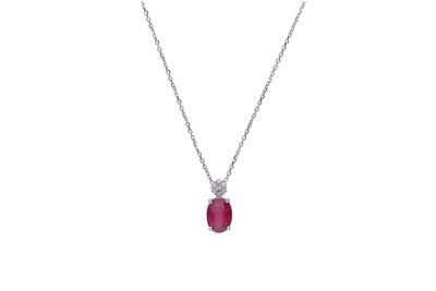 Collier con diamanti e pietra rossa - Asta Preziosi