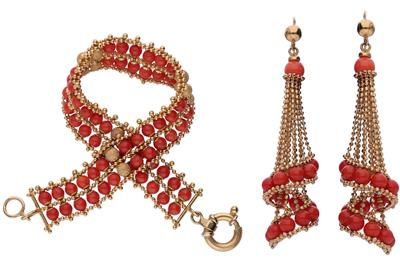 Paio orecchini e bracciale con pietre - Asta Preziosi