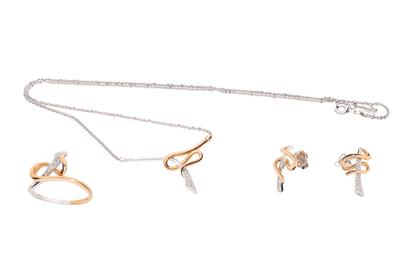 Parure composta da anello, collier e paio di orecchini con diamanti - Asta Preziosi