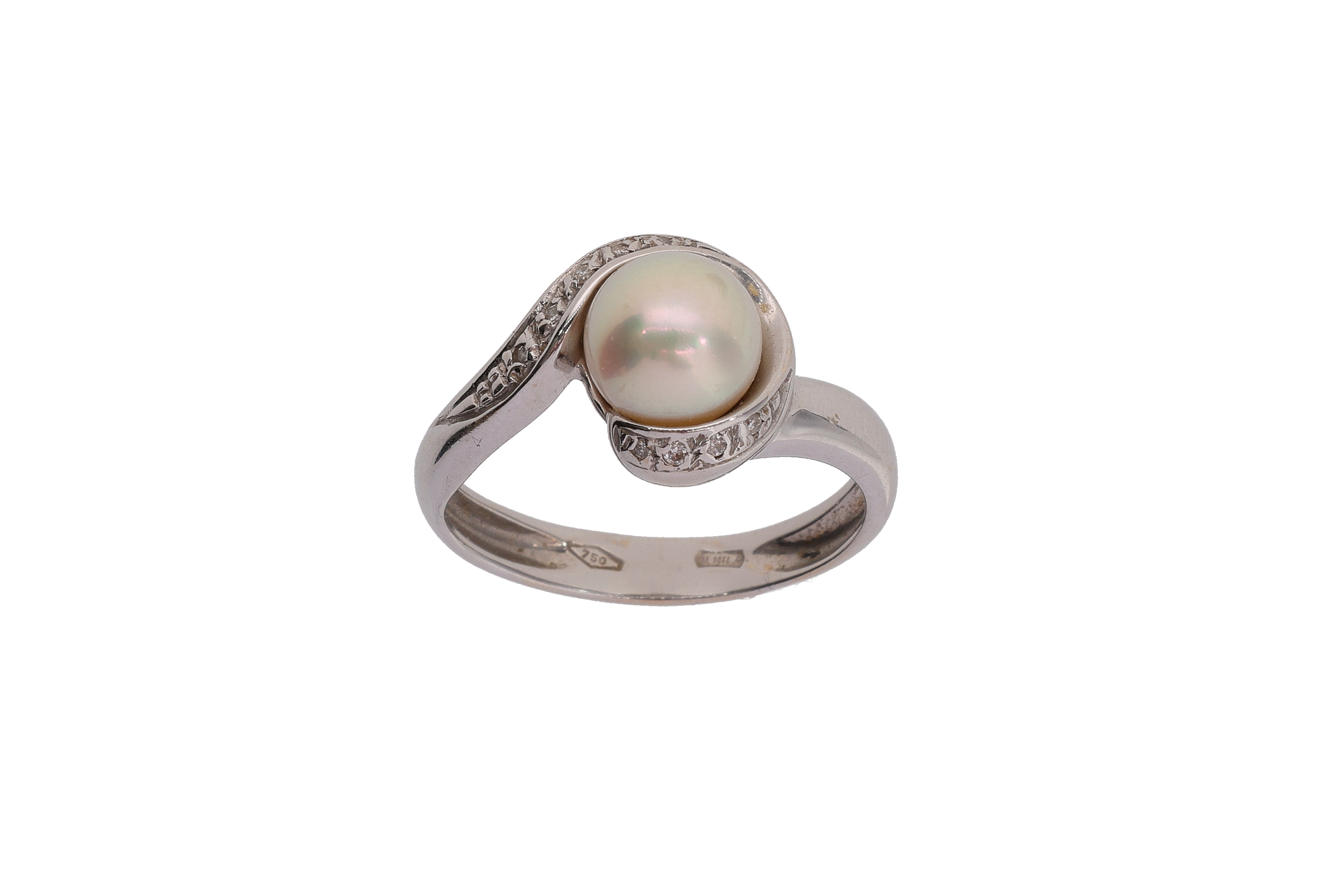 Anello con diamanti e perla coltivata - Asta Preziosi