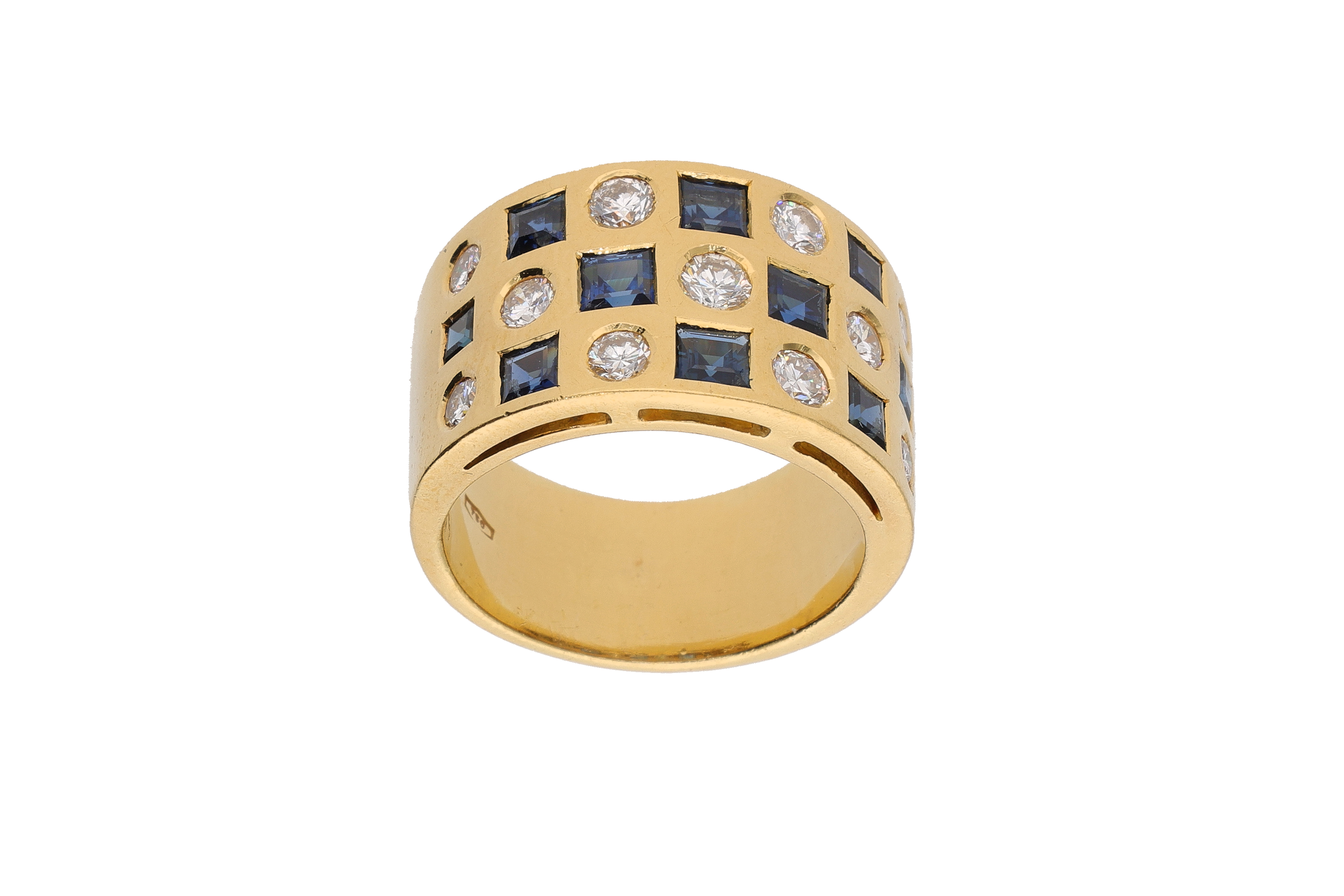 Anello con diamanti e pietre blu - Asta Preziosi