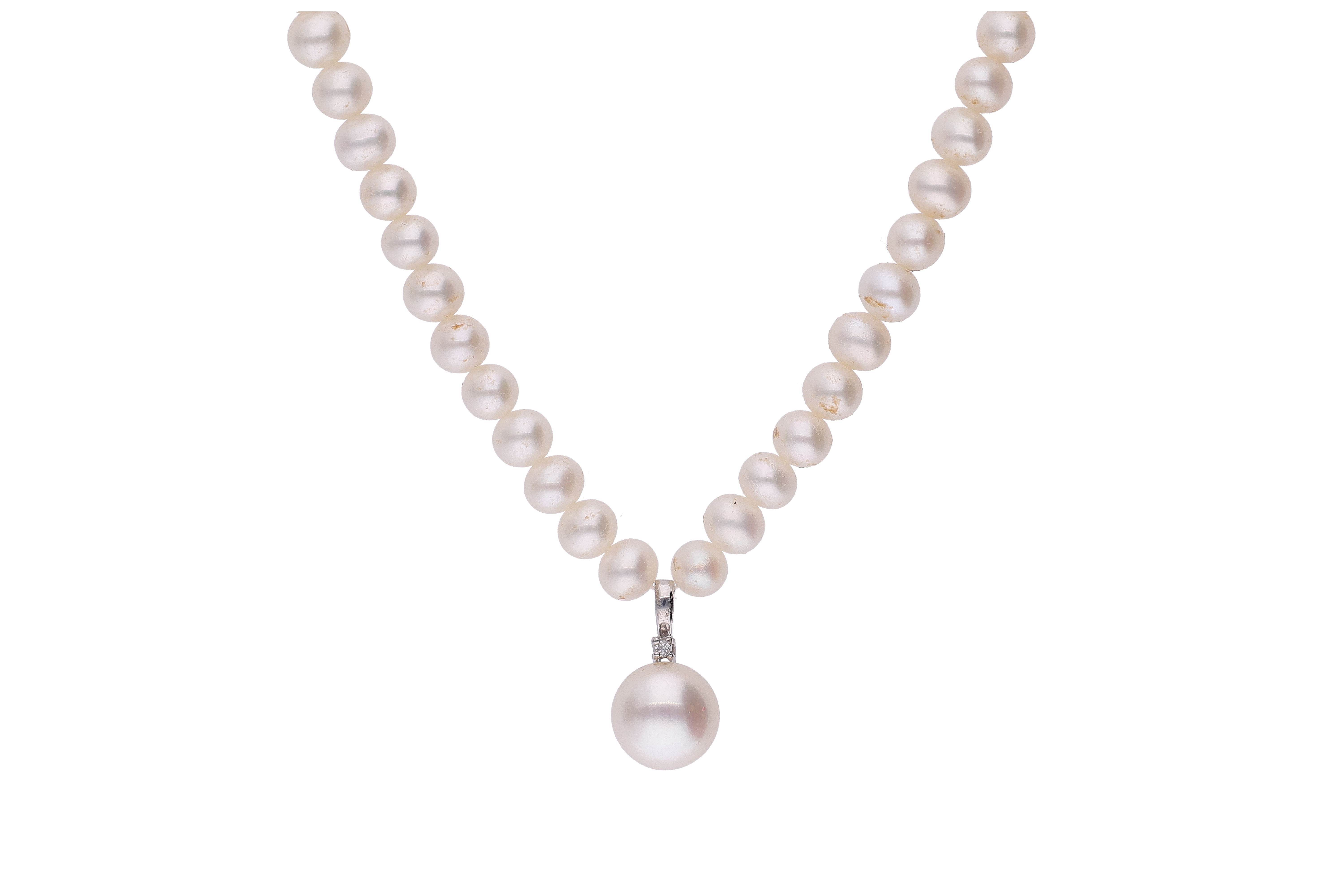 Collana di perle di acqua dolce con piccolo diamante - Asta Preziosi