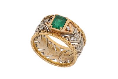Anello con diamanti e smeraldo - Asta Preziosi Anello con diamanti e smeraldo - Asta Preziosi