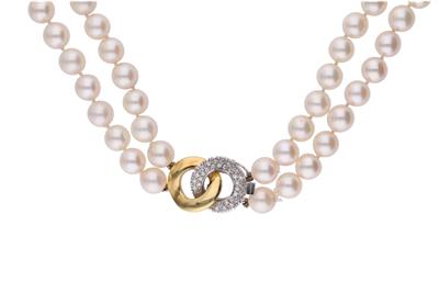 Collana composta da due fili di perle coltivate - Asta Preziosi Collana composta da due fili di perle coltivate - Asta Preziosi