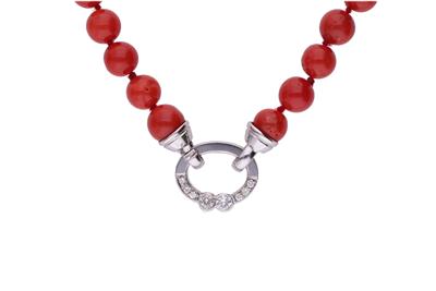 Collana di corallo con diamanti - Asta Preziosi Collana di corallo con diamanti - Asta Preziosi
