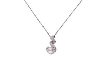 Collana e pendente con diamanti e perla coltivata - Asta Preziosi