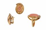 Parure composta da anello e paio di orecchini con pietre cabochon e diamanti - Asta Preziosi Parure composta da anello e paio di orecchini con pietre cabochon e diamanti - Asta Preziosi
