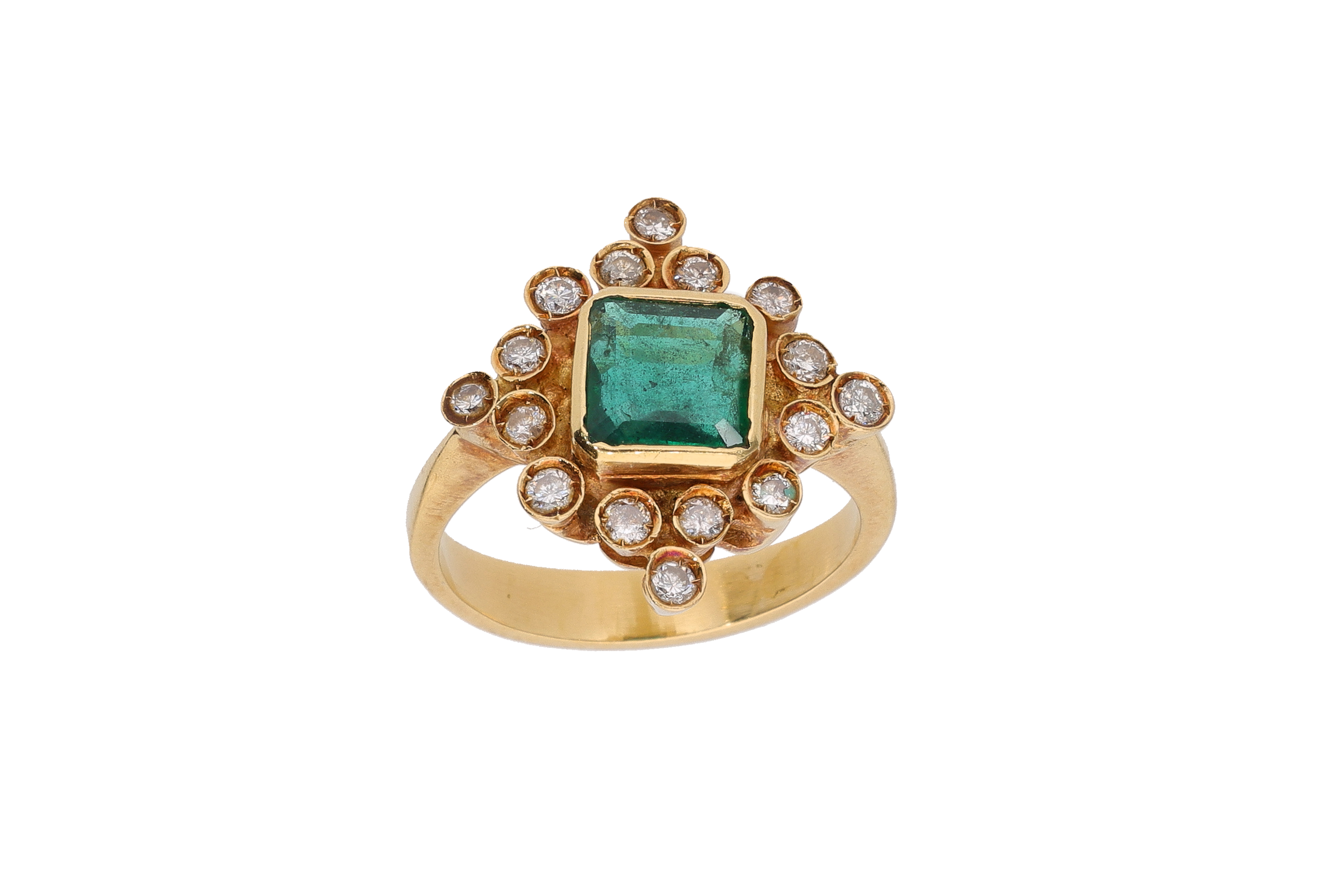 Anello con diamanti e smeraldo - Asta Preziosi