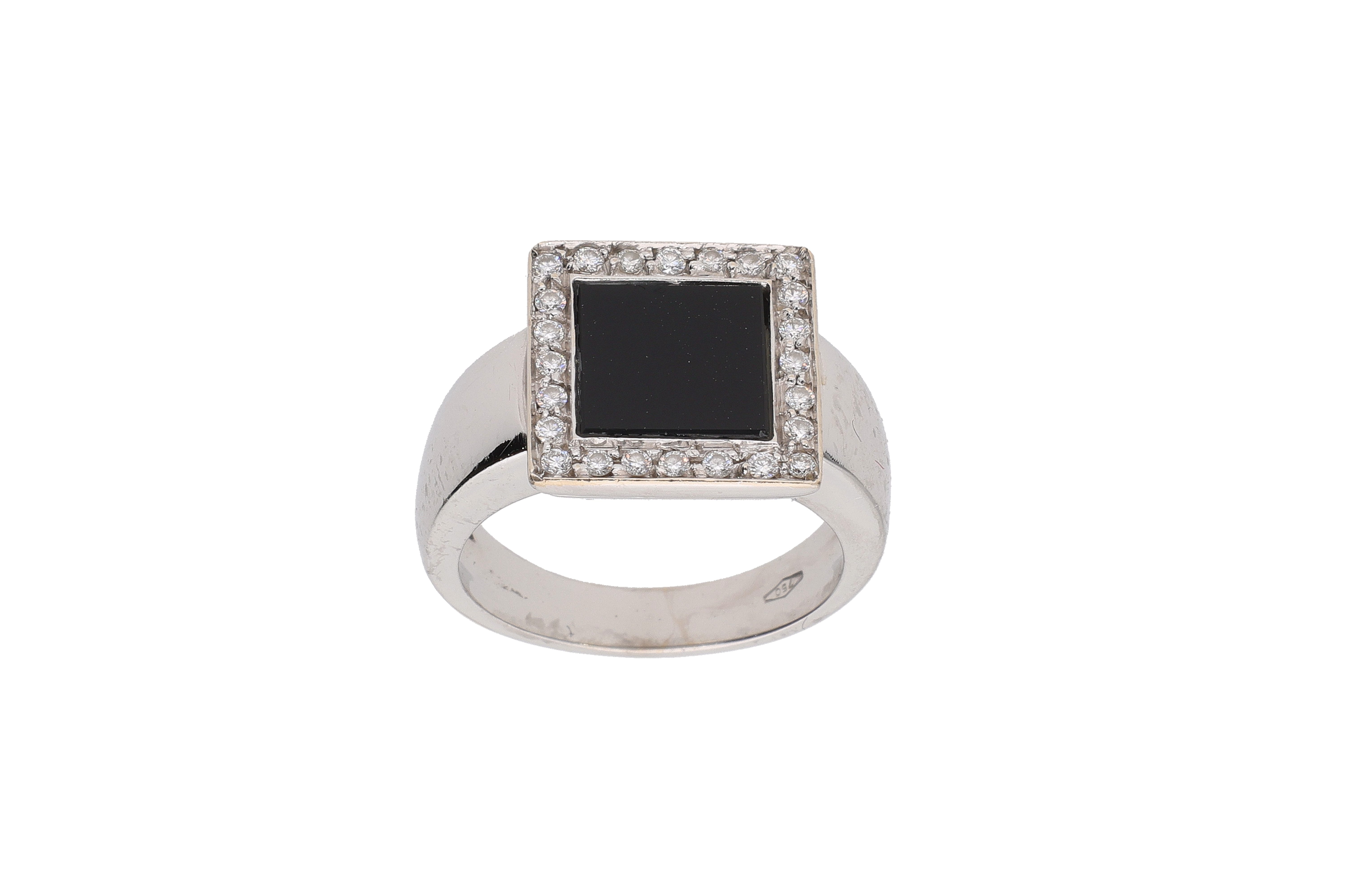 Anello con pietra e giro di diamanti - Asta Preziosi