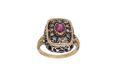 Anello in stile antico con rubino e diamanti - Asta Preziosi Anello in stile antico con rubino e diamanti - Asta Preziosi