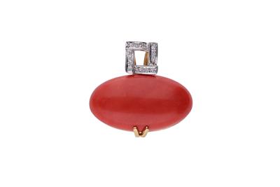 Pendente con diamanti e corallo - Asta Preziosi Pendente con diamanti e corallo - Asta Preziosi