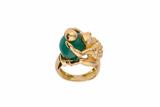 Anello con diamanti e calcedonio verde - Asta Preziosi Anello con diamanti e calcedonio verde - Asta Preziosi