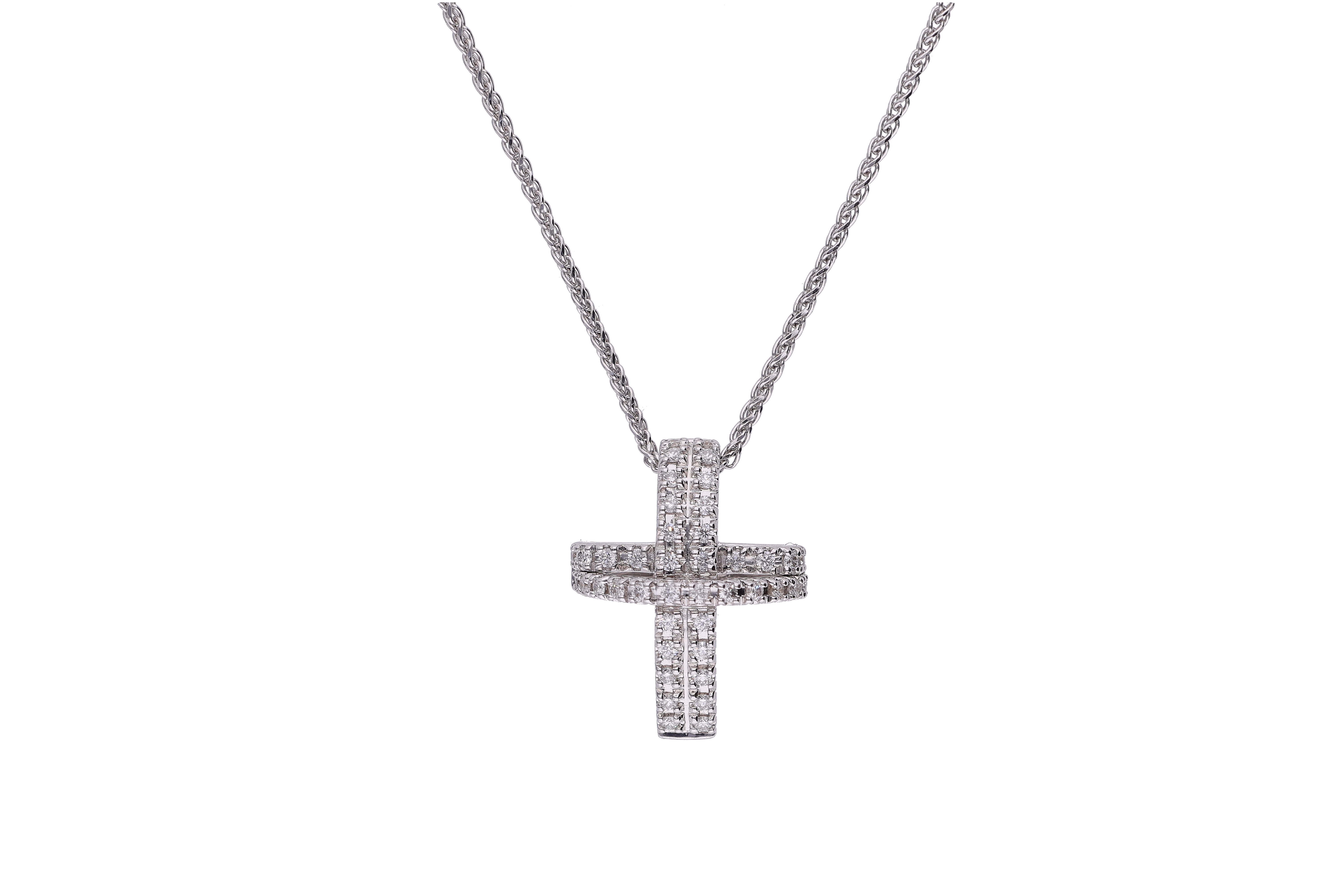 Collana e pendente a forma di croce con diamanti - Asta Preziosi