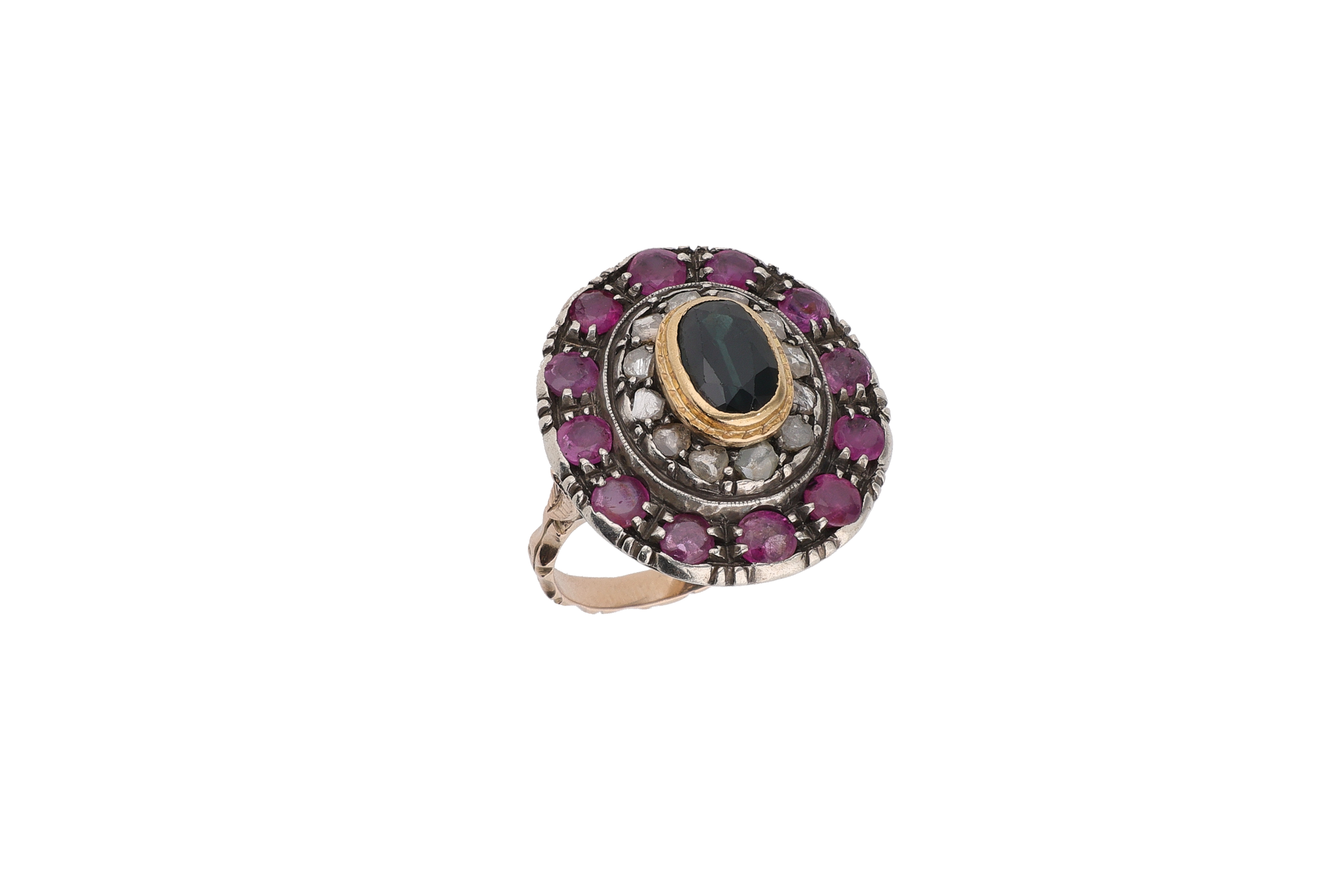 Anello con zaffiri, rubini e diamanti - Asta Preziosi