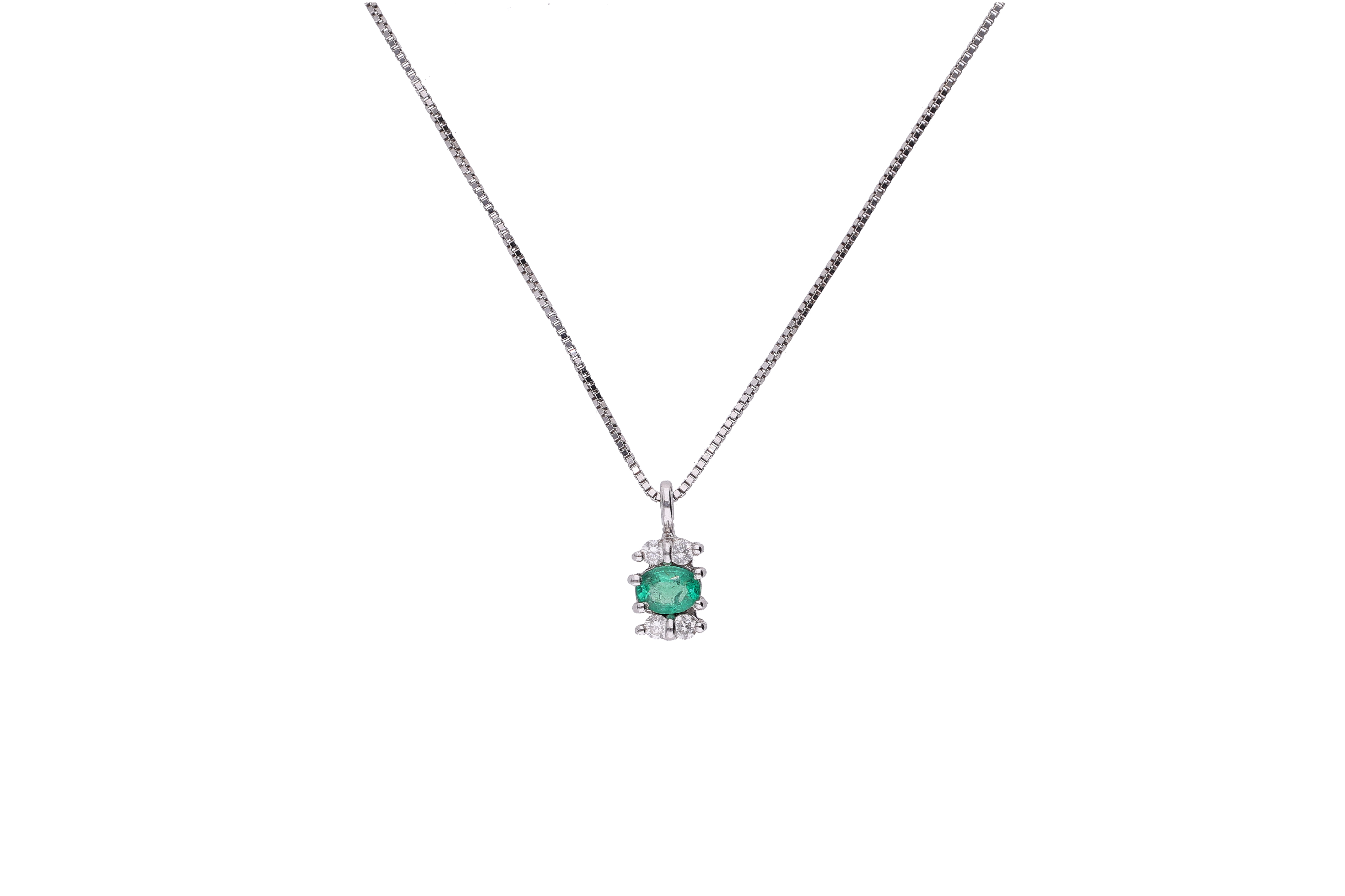 Collana e pendente con diamanti e smeraldo - Asta Preziosi