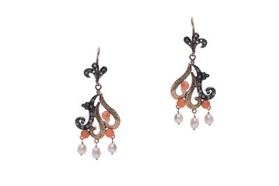 Orecchini con pietre perle e diamanti - Asta Preziosi Orecchini con pietre perle e diamanti - Asta Preziosi