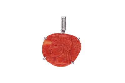Pendente con diamanti e corallo - Asta Preziosi Pendente con diamanti e corallo - Asta Preziosi