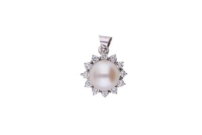 Pendente con diamanti e perla coltivata - Asta Preziosi Pendente con diamanti e perla coltivata - Asta Preziosi