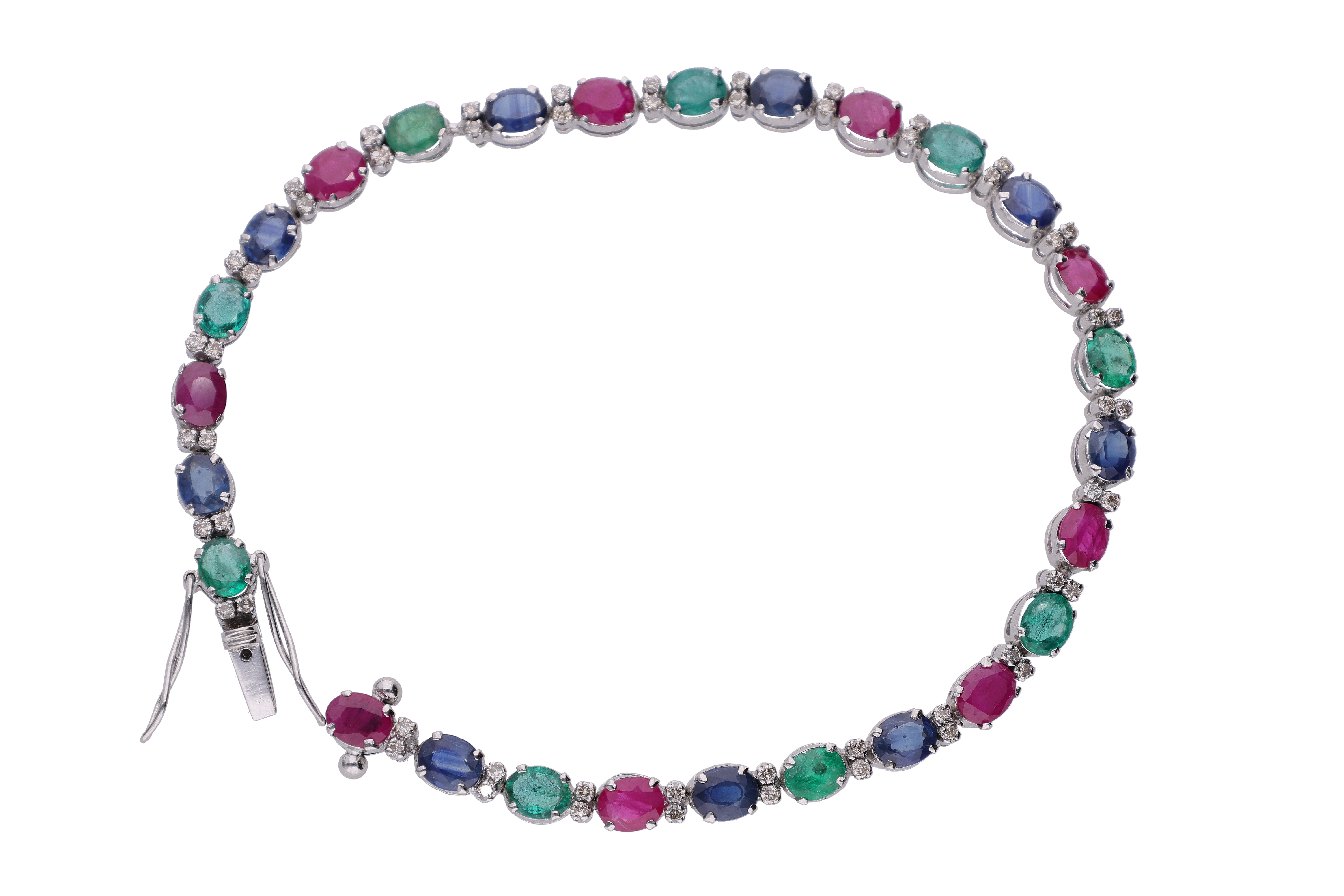 Bracciale con diamanti, rubini, zaffiri e smeraldi - Asta Preziosi