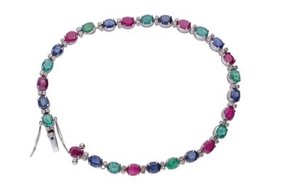 Bracciale con diamanti, rubini, zaffiri e smeraldi - Asta Preziosi Bracciale con diamanti, rubini, zaffiri e smeraldi - Asta Preziosi
