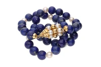 Collana di sfere di lapislazzuli e perle coltivate - Asta Preziosi Collana di sfere di lapislazzuli e perle coltivate - Asta Preziosi