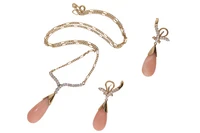 Parure composta da collana e paio di orecchini con diamanti e coralli - Asta Preziosi Parure composta da collana e paio di orecchini con diamanti e coralli - Asta Preziosi