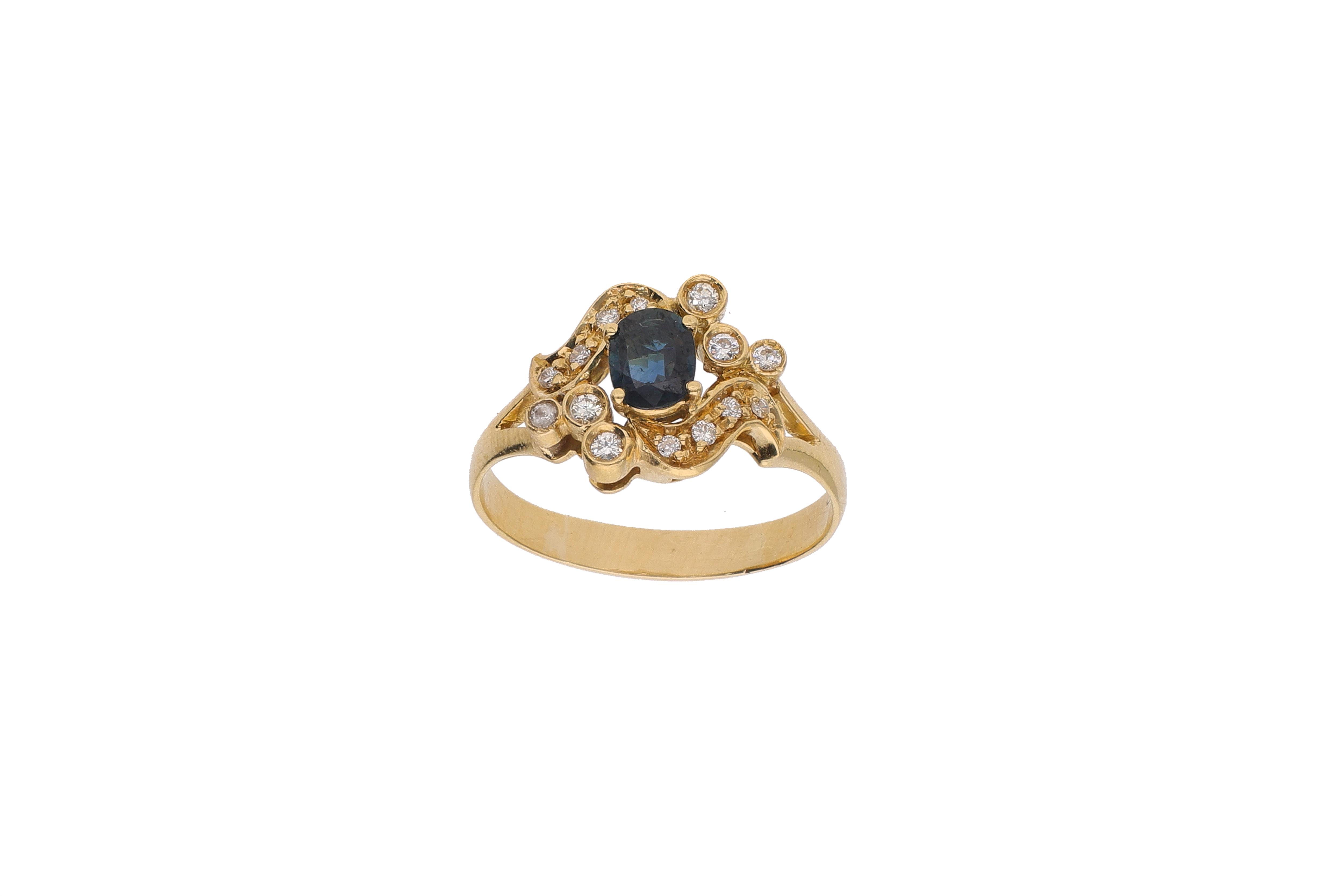 Anello con diamanti e zaffiro - Asta Preziosi
