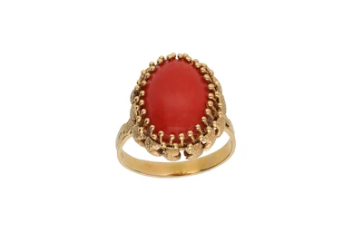 Anello con cabochon di corallo - Asta Preziosi Anello con cabochon di corallo - Asta Preziosi