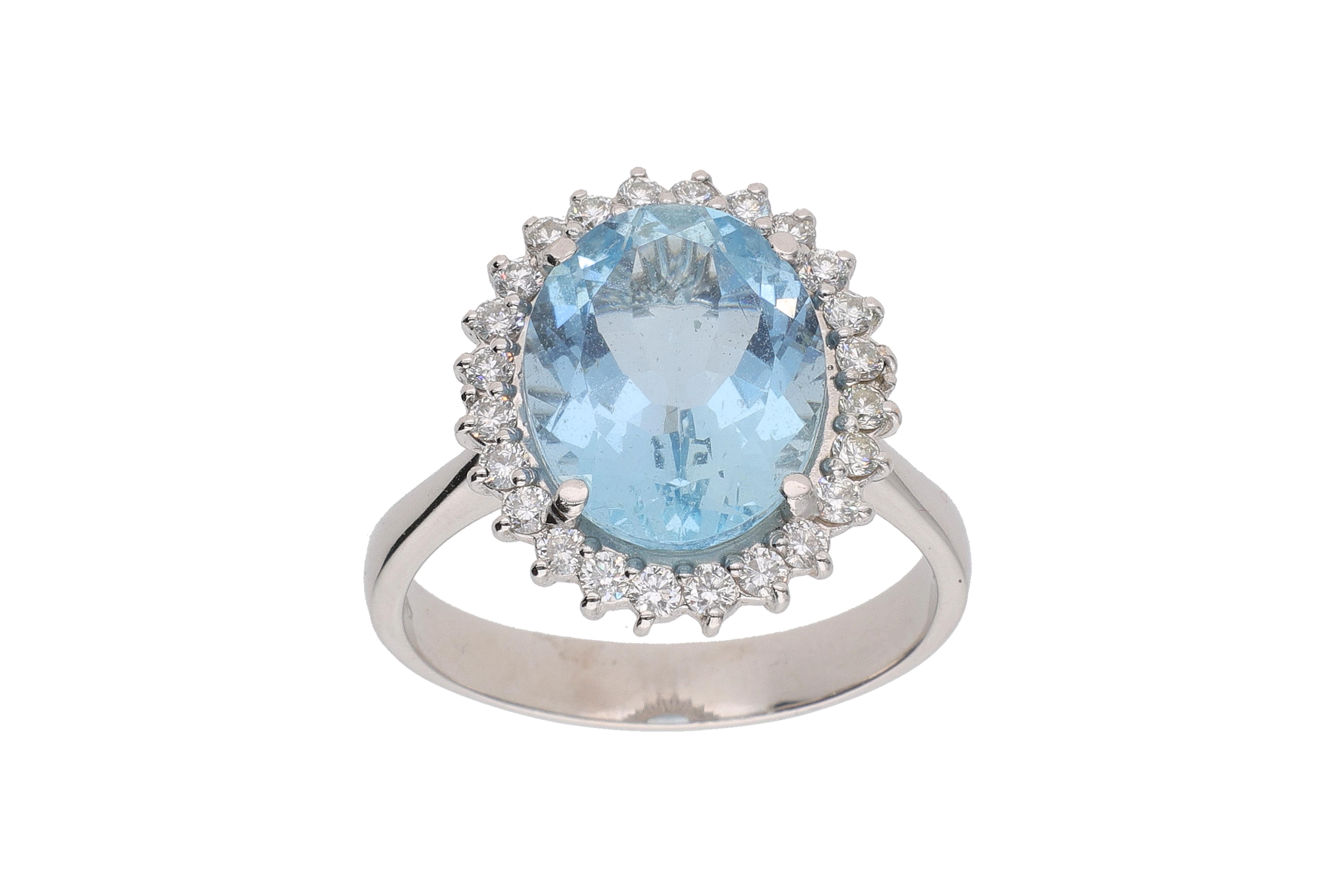 Anello con acquamarina, diamanti e pietre incolore - Asta Preziosi