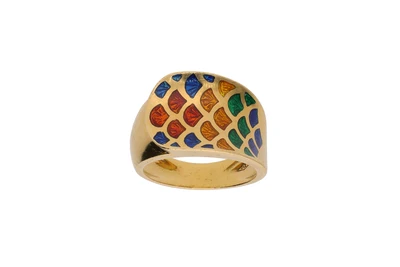 Anello a fascia con smalti policromi - Asta Preziosi Anello a fascia con smalti policromi - Asta Preziosi