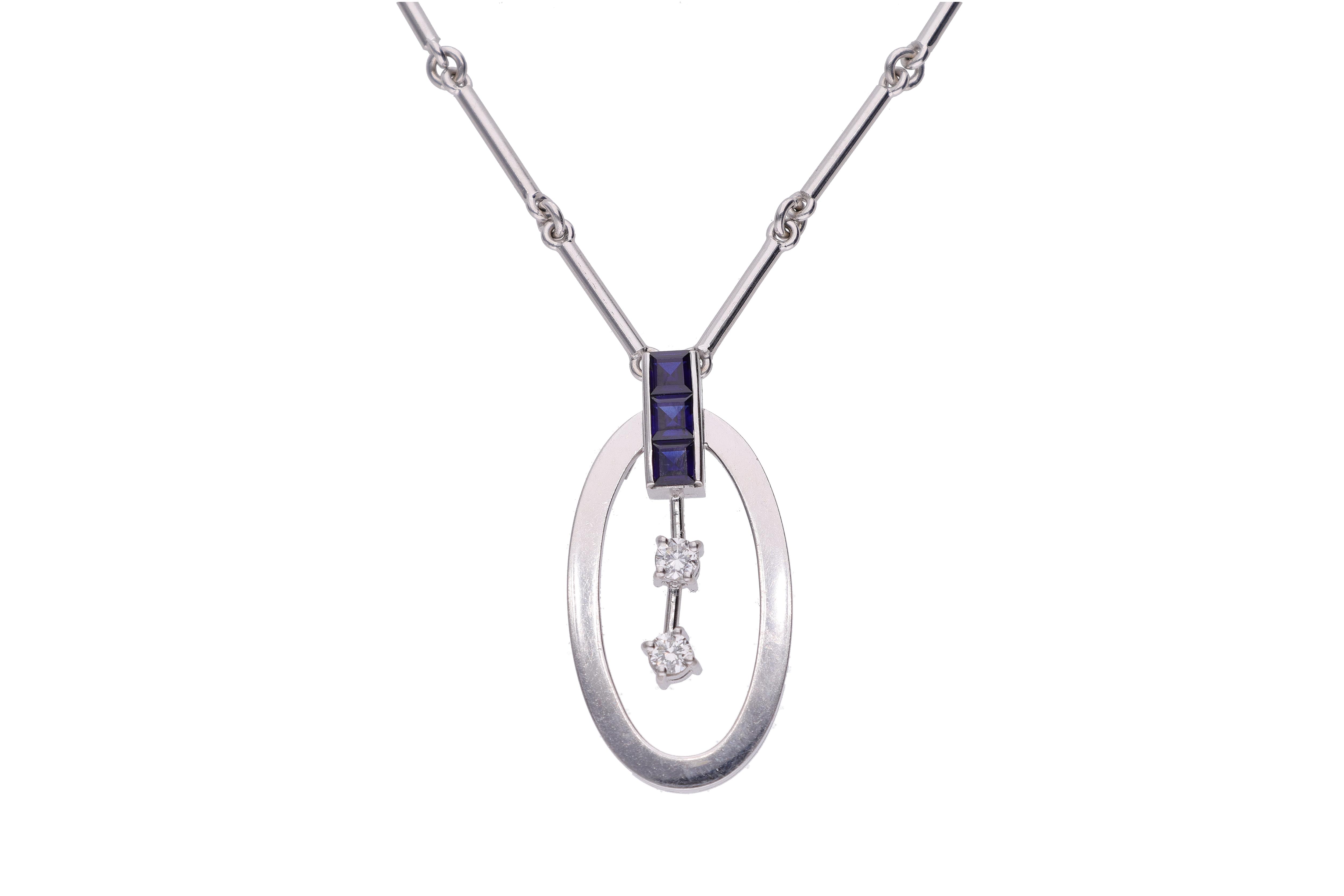 Collier con diamanti e pietre blu - Asta Preziosi