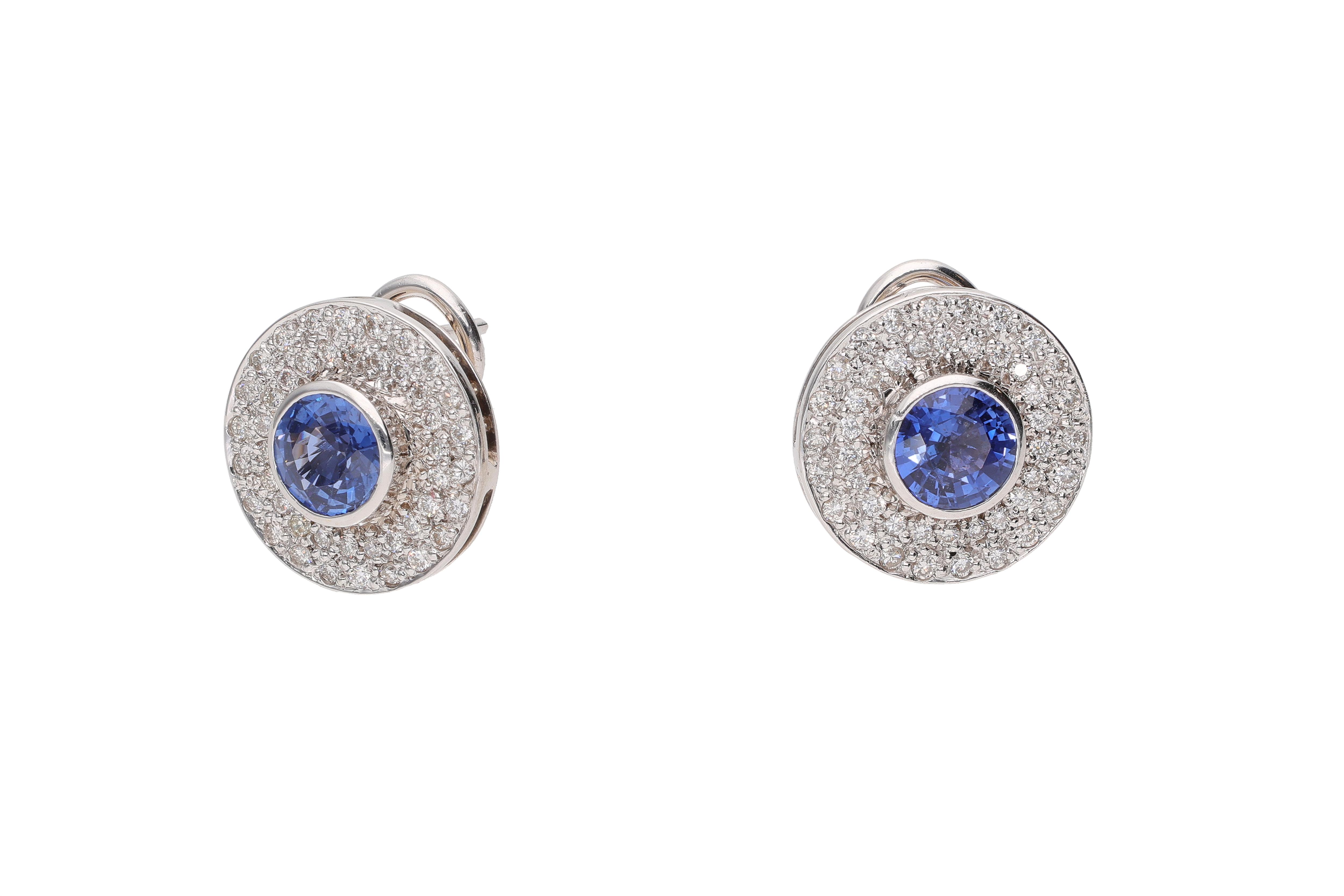 Orecchini con diamanti e pietre blu - Asta Preziosi
