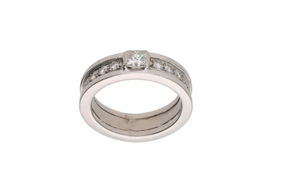 Anello a fascia con diamanti - Asta preziosi