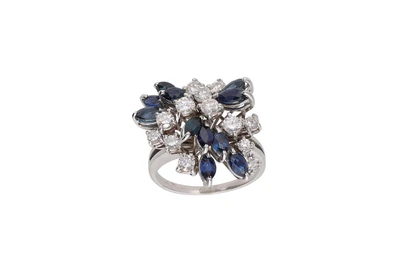 Anello con diamanti e zaffiri - Asta preziosi