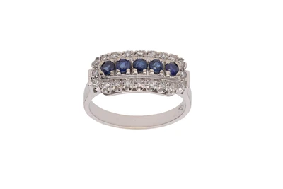 Anello con diamanti, zaffiri e pietre - Asta preziosi