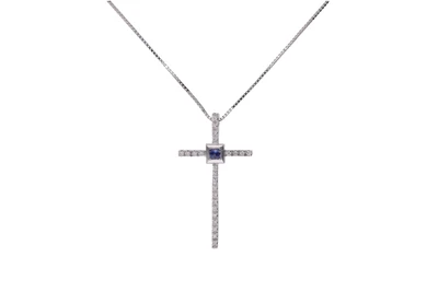 Collier con crocetta, con diamanti e pietra - Asta preziosi