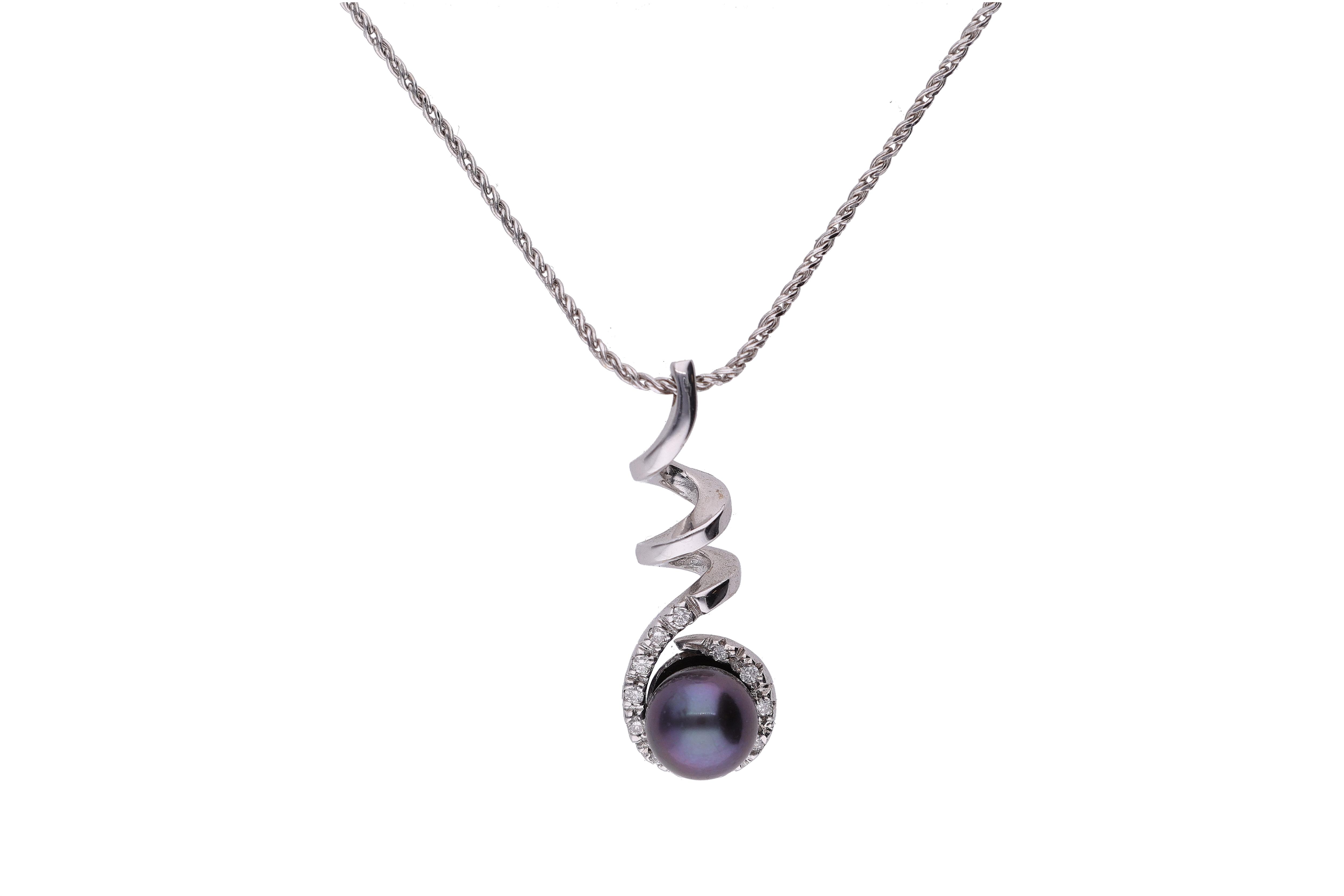 Collana con pendente con diamanti e perla coltivata - Asta preziosi