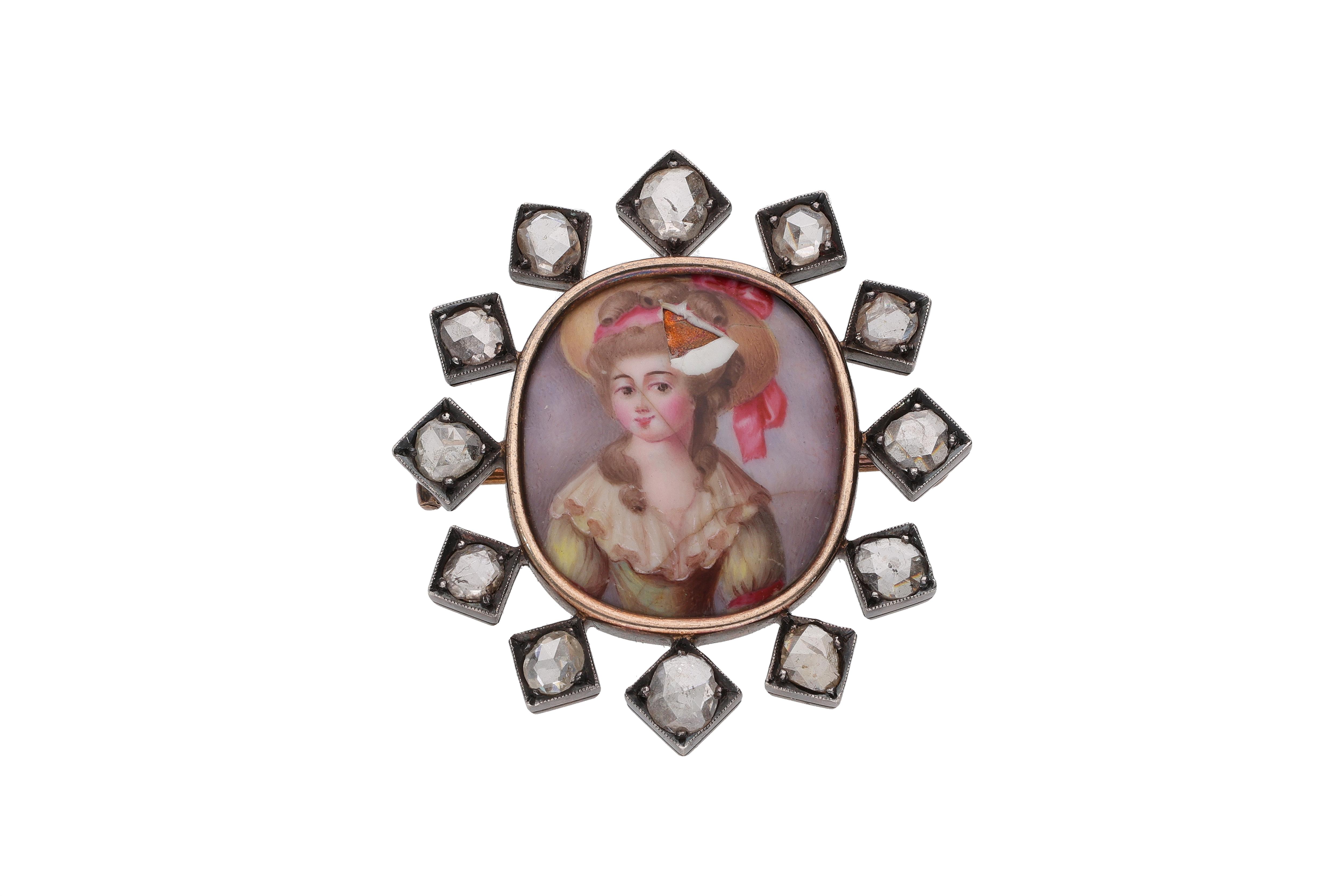 Spilla con miniatura e diamanti - Asta preziosi