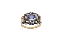 Anello con diamanti e pietra blu - Asta Preziosi