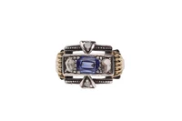 Anello con diamanti e pietra blu - Asta Preziosi