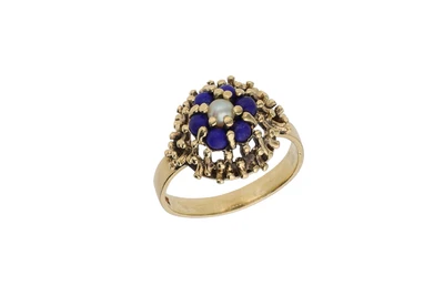 Anello con lapislazzuli e perlina coltivata - Asta Preziosi Anello con lapislazzuli e perlina coltivata - Asta Preziosi
