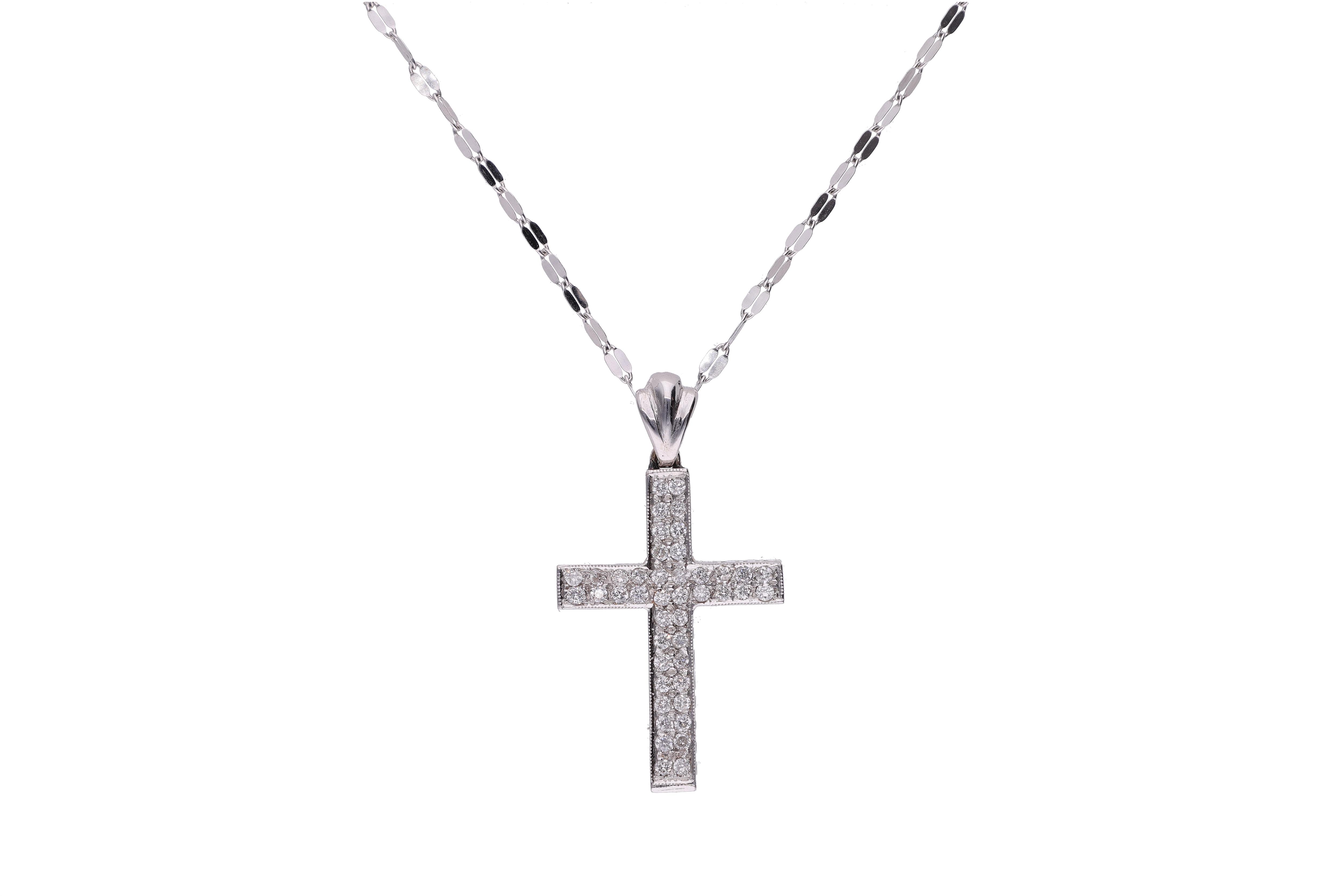 Collana e pendente a forma di croce con diamanti - Asta Preziosi