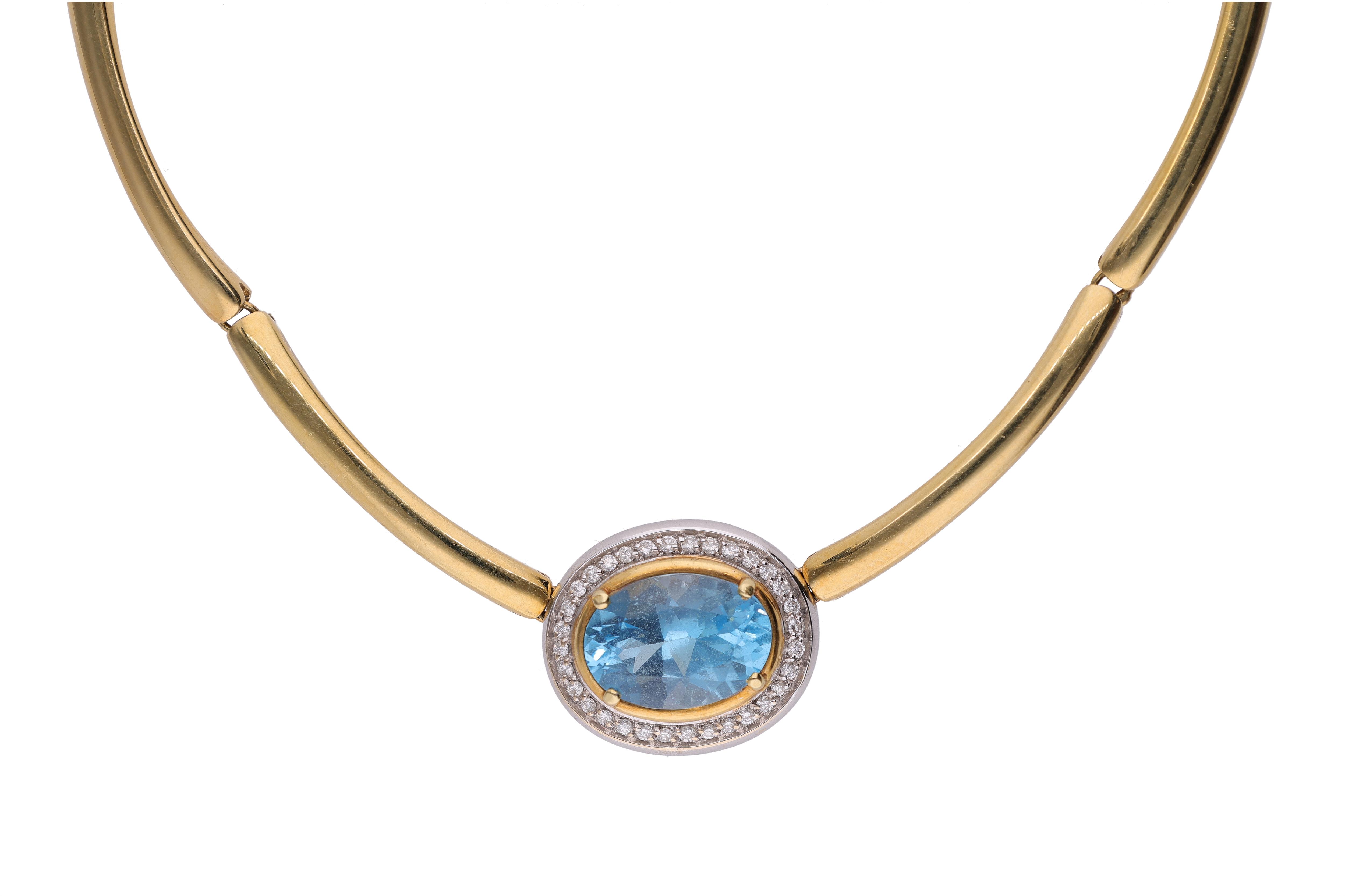 Collier con diamanti e topazio azzurro - Asta Preziosi