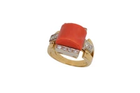 Anello con diamanti e corallo - Asta Preziosi Anello con diamanti e corallo - Asta Preziosi