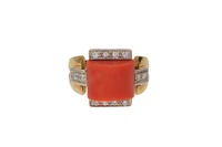 Anello con diamanti e corallo - Asta Preziosi Anello con diamanti e corallo - Asta Preziosi
