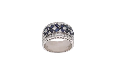 Anello a fascia con diamanti, zaffiri e pietre - Asta Preziosi Anello a fascia con diamanti, zaffiri e pietre - Asta Preziosi