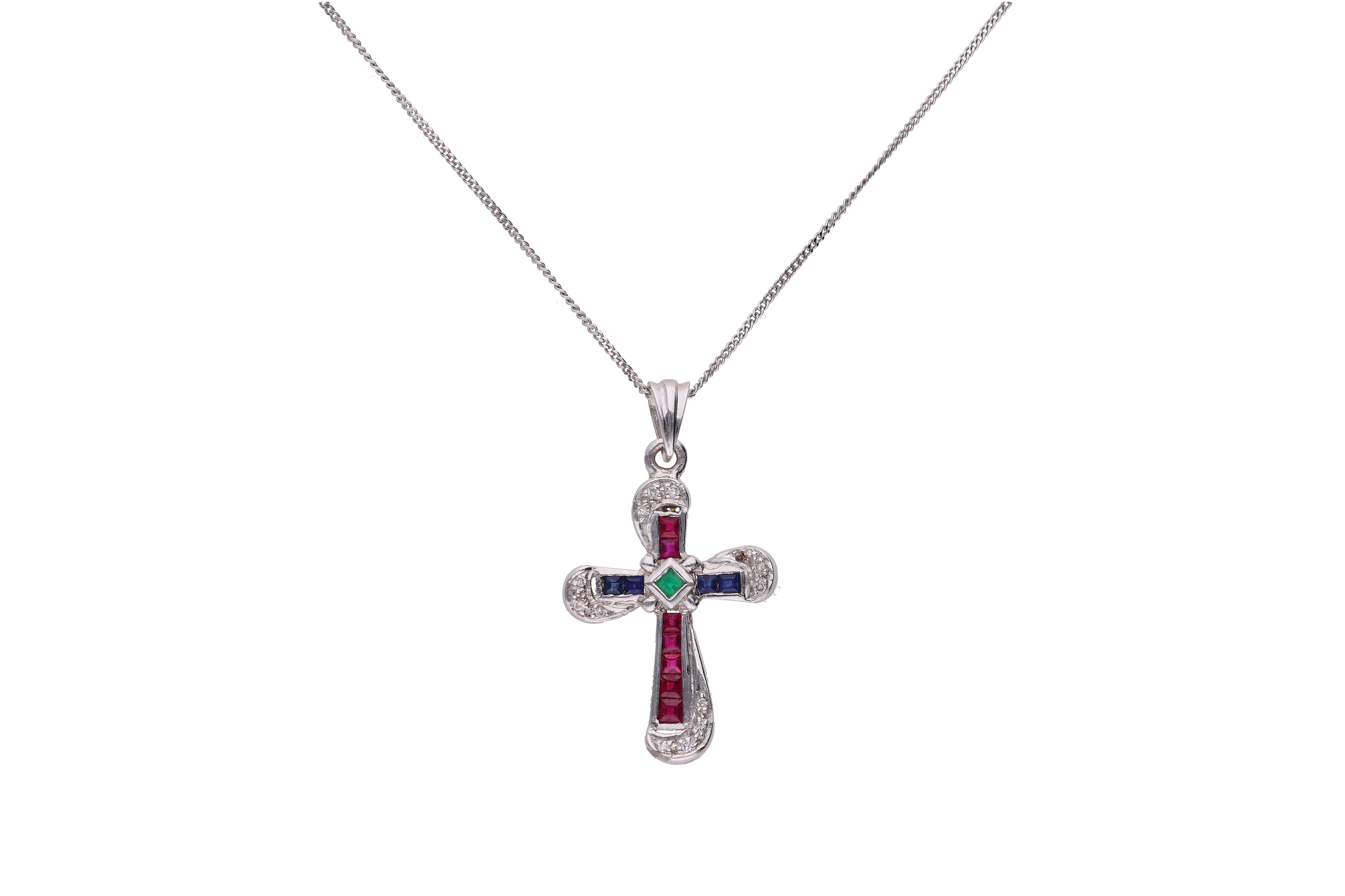 Collana e pendente con diamanti e pietre colorate - Asta Preziosi