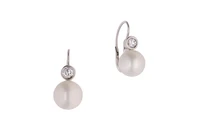 Coppia di orecchini con perle coltivate e diamanti - Asta Preziosi Coppia di orecchini con perle coltivate e diamanti - Asta Preziosi