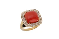 Anello con diamanti e corallo - Asta Preziosi Anello con diamanti e corallo - Asta Preziosi